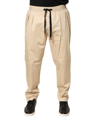 Pantalones jogger ajustados de algodón beige para hombre