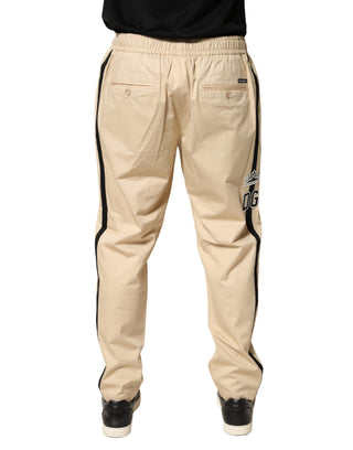Beige Cotton Skinny Men Jogger Trouser Pants