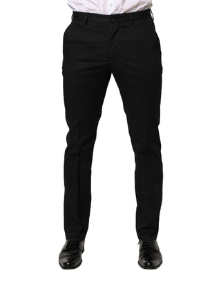 Pantalones formales ajustados de algodón negro para vestir