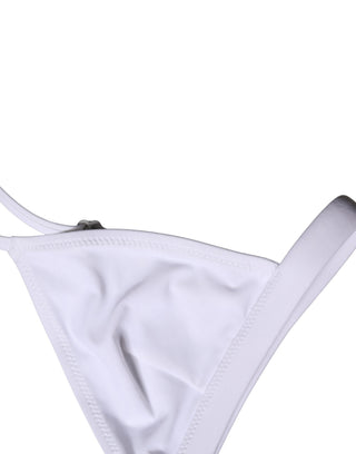 Top White Nylon Triangle Swimwear Beachwear Bikini