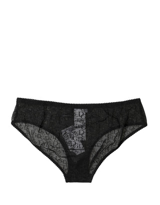 Braga negra de nylon elástico de cintura media para ropa interior