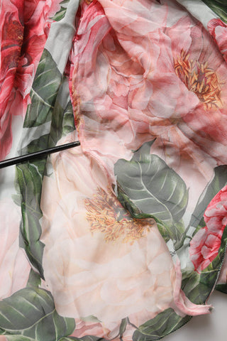Multicolor Floral Silk Layered Maxi Dress