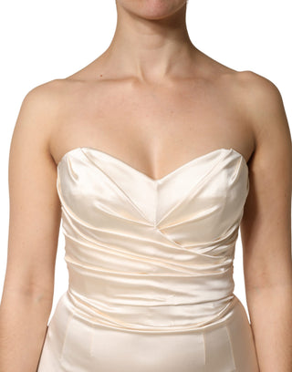 White Satin Strapless Sheath Maxi Dress