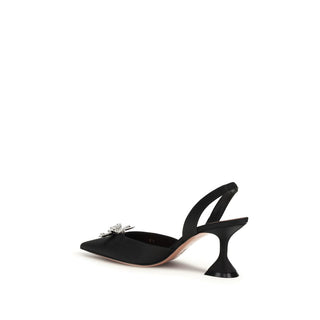 Schwarze Seidenpumps mit hohem Absatz