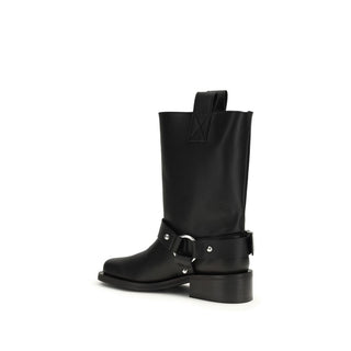 Botas planas negras de cuero de ternero Bos Taurus