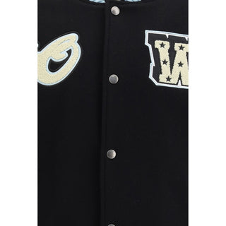 Schwarze Woll-Oves-Aries-Bomberjacke