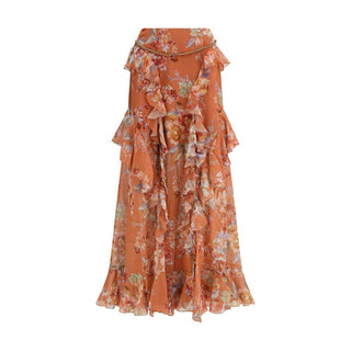 Orange Cotton Long Skirt