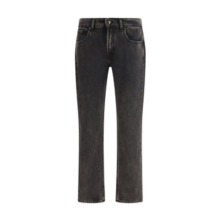 Schwarze gerade geschnittene Jeans aus Baumwolle