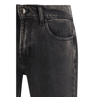 Schwarze gerade geschnittene Jeans aus Baumwolle