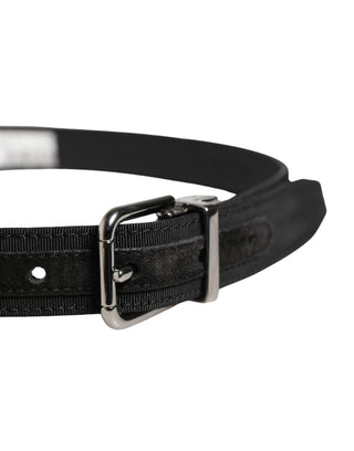 Cinturón para hombre negro de viscosa con hebilla metálica de cuero  