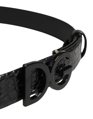 Cinturón para hombre negro de cuero exótico con hebilla con logo  