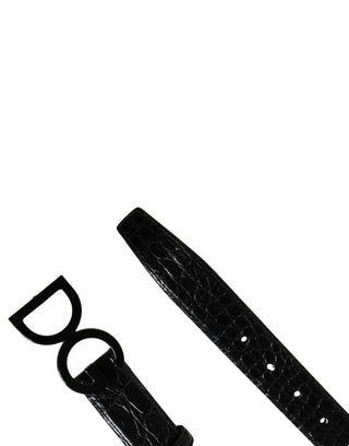 Cinturón para hombre negro de cuero exótico con hebilla con logo  