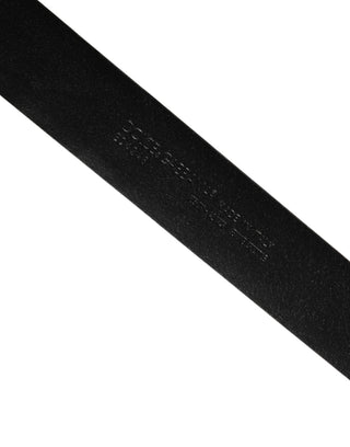 Cinturón para hombre negro de cuero exótico con hebilla con logo  