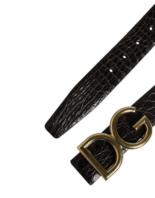 Cinturón para hombre negro de cuero exótico con hebilla con logo  
