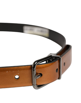 Men Brown Classic Leather Metal Buckle Belt