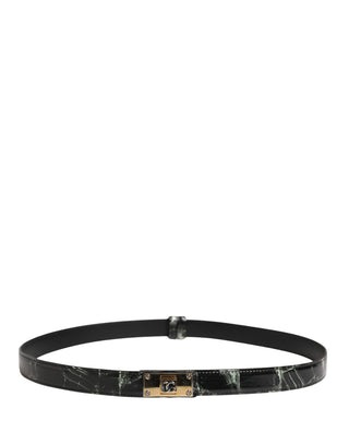 Cinturón para hombre negro de cuero mármol con hebilla con logo DG  