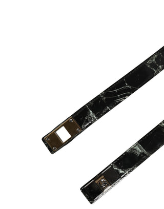 Cinturón para hombre negro de cuero mármol con hebilla con logo DG  