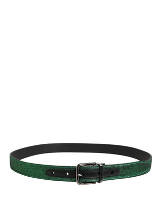 Cinturón para hombre verde de poliéster lurex con hebilla metálica  