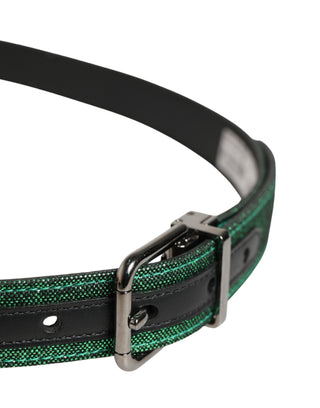 Cinturón para hombre verde de poliéster lurex con hebilla metálica  