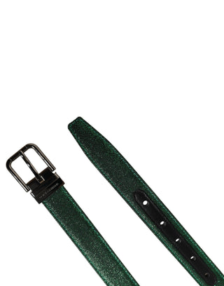 Cinturón para hombre verde de poliéster lurex con hebilla metálica  