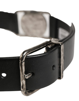 Men Black Classic Leather Metal Buckle Belt