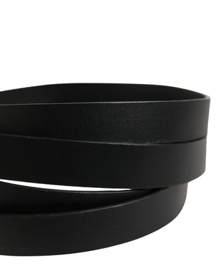 Black Double Strap Leather Silver Buckle Belt