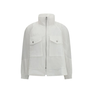 Weiße Polyester-Shell-Jacke