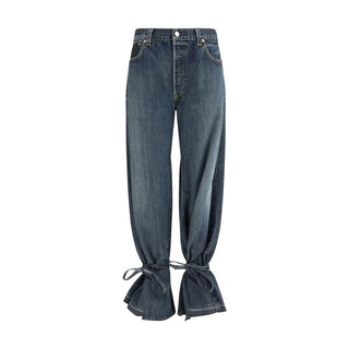 Jeans de algodón gris de pierna recta  