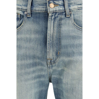 Jeans de algodón azul de corte relajado  