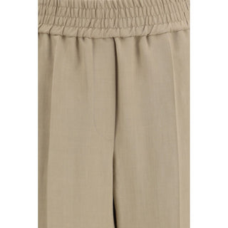Beige Viscose Casual Pants
