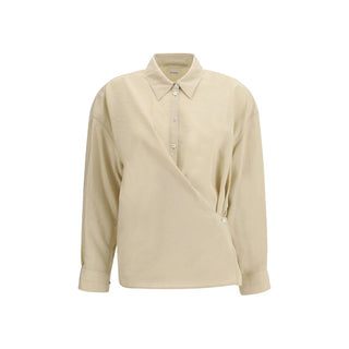 Camisa de vestir beige de seda