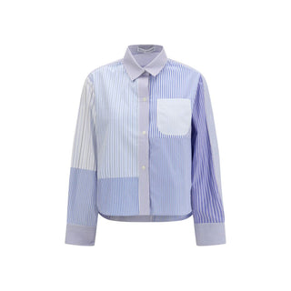Camisa de algodón azul con estampado