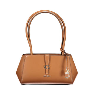 Bolso de mano femenino marrón de poliuretano