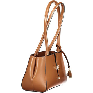 Bolso de mano femenino marrón de poliuretano