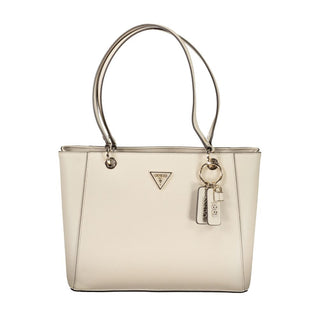 Beige Damenhandtasche aus Polyurethan