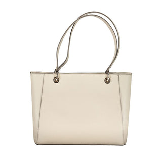 Beige Damenhandtasche aus Polyurethan