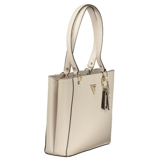 Beige Damenhandtasche aus Polyurethan