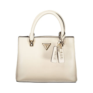 Beige Damenhandtasche aus Polyurethan