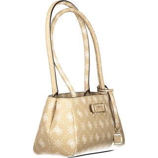 Beige Damenhandtasche aus Polyurethan