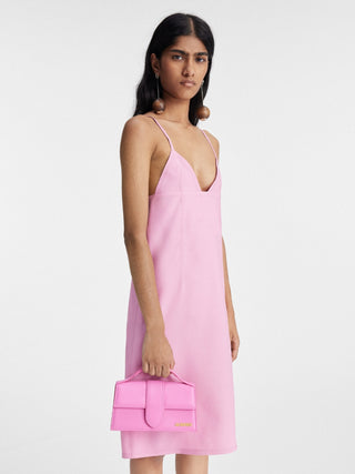 Bolso Le Grand Bambino de cuero rosa neón  