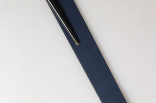 Men Blue Calf Leather Logo Metal Buckle Belt