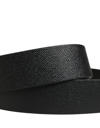 Herren-Gürtel aus schwarzem Leder mit Metallschnalle und DG-Logo