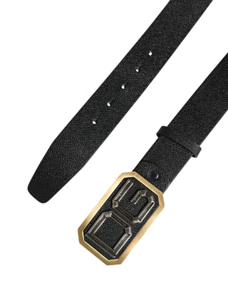 Herren-Gürtel aus schwarzem Leder mit Metallschnalle und DG-Logo