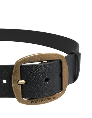 Cinturón clásico de cuero negro para hombre con hebilla metálica