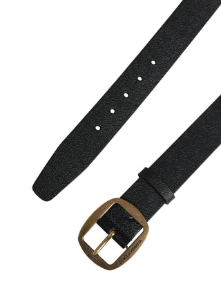 Cinturón clásico de cuero negro para hombre con hebilla metálica