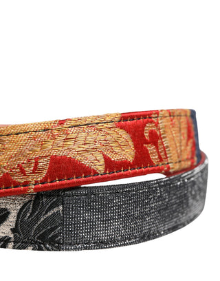 Cinturón multicolor de jacquard floral con hebilla metálica