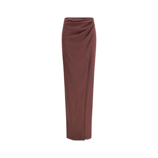 Brown Silk Midi Skirt
