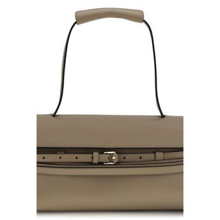 Bolso de hombro beige de cuero de becerro Bos Taurus  