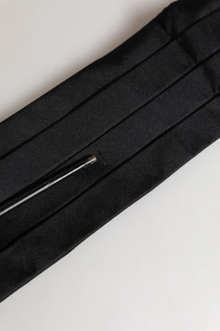 Schwarz 100 % Seide Damen Breiter Taillengürtel
