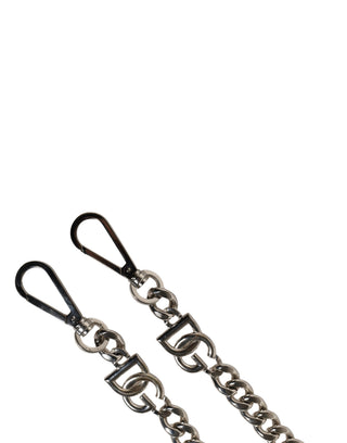Schulterriemen für Tasche, Schwarz, Leder, Silberkette